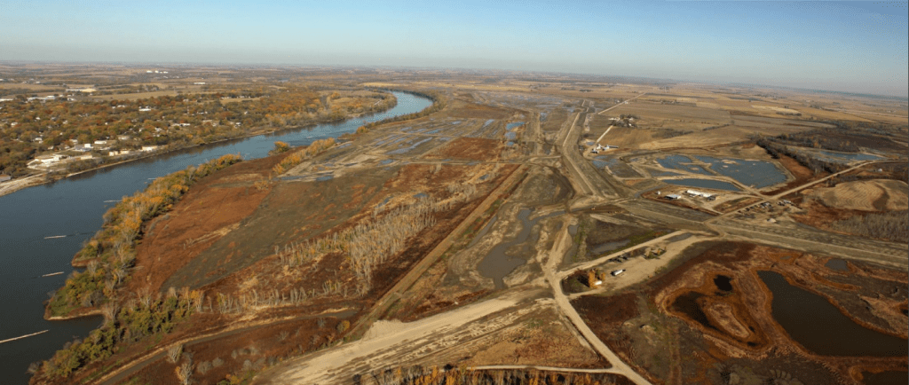 Aerial photo of the Missouri River Levee Setback. Credit: David Crane