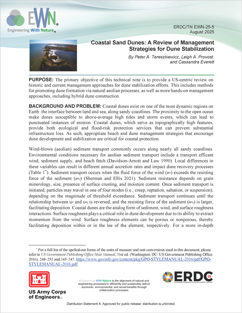 Front page of technical note ERDC/TN EWN-25-5.