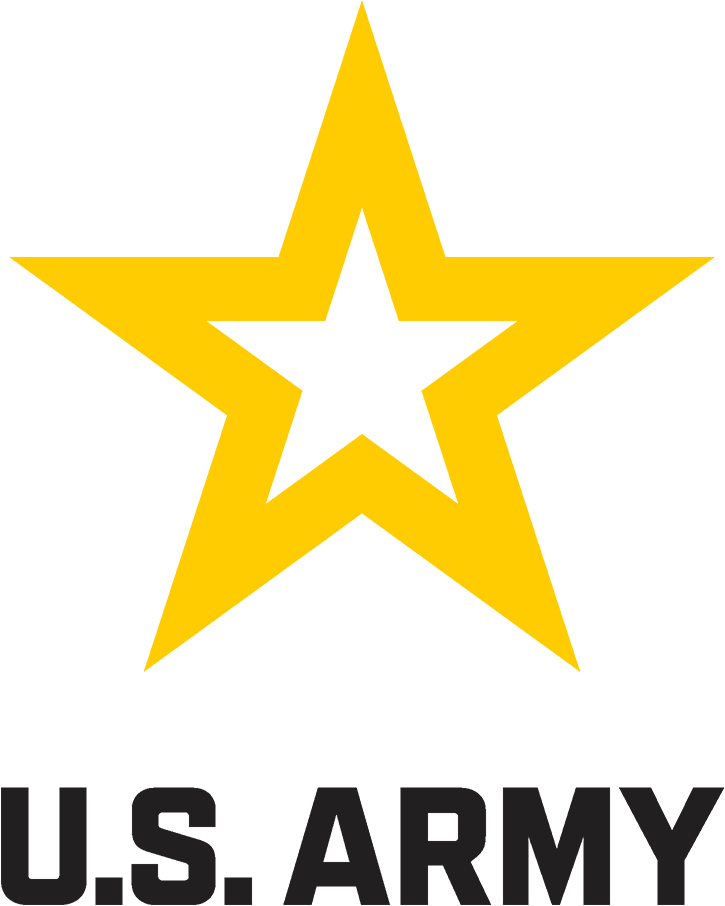 US Army logo with yellow 5 pointed star and "U.S. Army" in black block letters below.