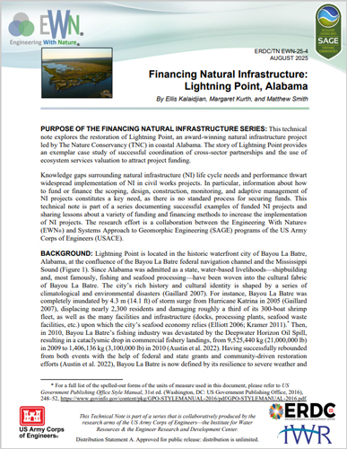 Cover page for publication: ERDC-TN-EWN-25-4